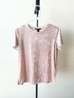 Velvet Short Sleeve Tee - Blush Pink Size M